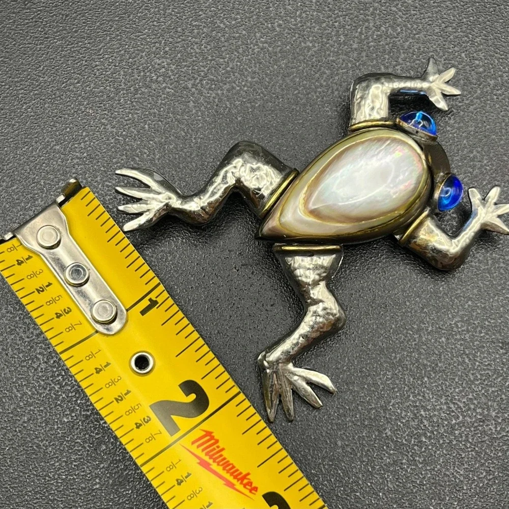 Fabrice Paris Mixed-Metal Frog Brooch w/ Shell Body & Glass Eyes
